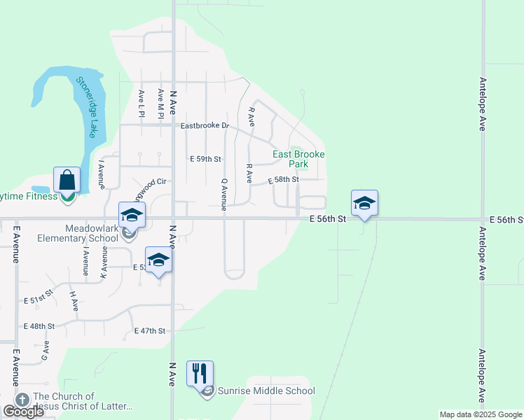 map of restaurants, bars, coffee shops, grocery stores, and more near 5709 R Avenue in Kearney