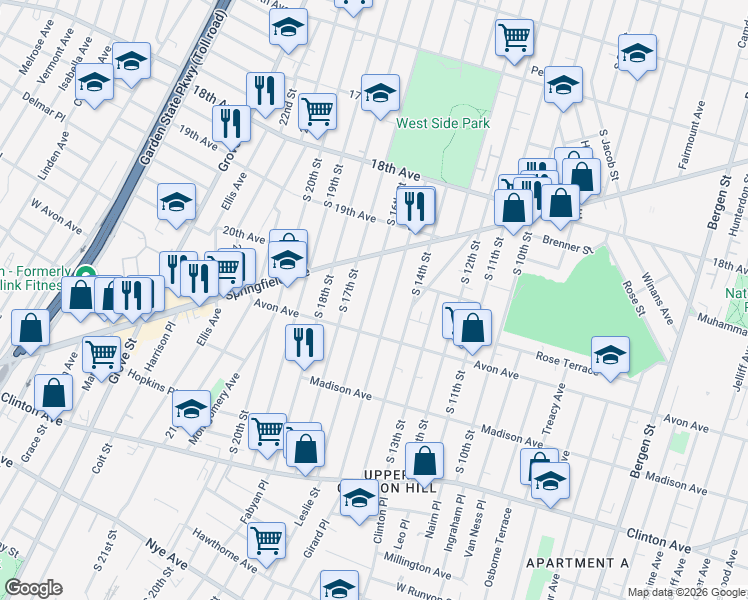 map of restaurants, bars, coffee shops, grocery stores, and more near 764 South 16th Street in Newark
