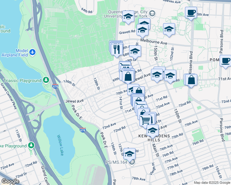 map of restaurants, bars, coffee shops, grocery stores, and more near in Queens