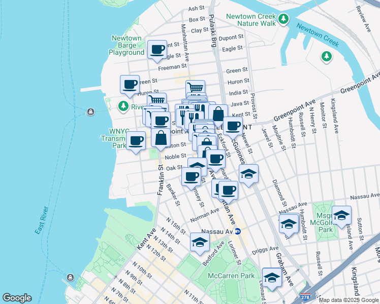 map of restaurants, bars, coffee shops, grocery stores, and more near in Brooklyn