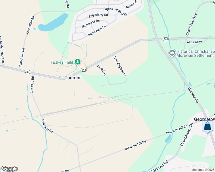 map of restaurants, bars, coffee shops, grocery stores, and more near 2700 New England Drive in Nazareth