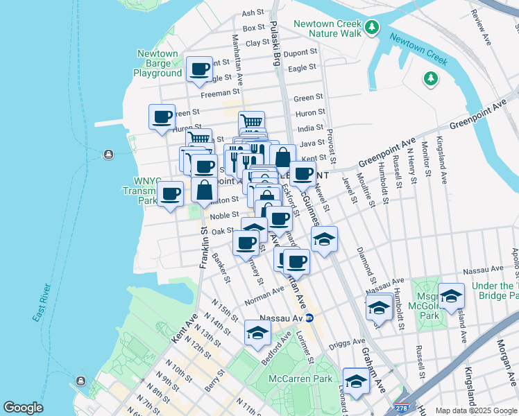 map of restaurants, bars, coffee shops, grocery stores, and more near in Brooklyn