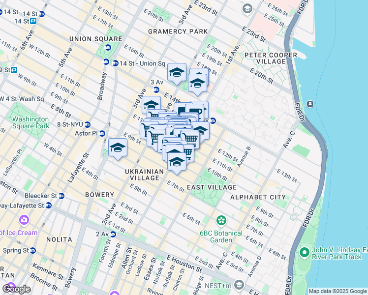 map of restaurants, bars, coffee shops, grocery stores, and more near in New York