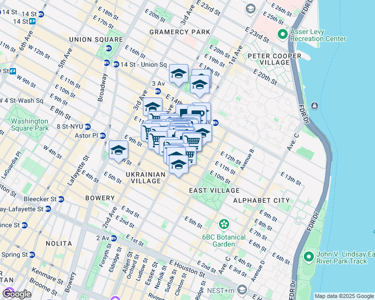 map of restaurants, bars, coffee shops, grocery stores, and more near in New York