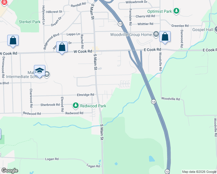 map of restaurants, bars, coffee shops, grocery stores, and more near 21 Sunnyslope Drive in Mansfield