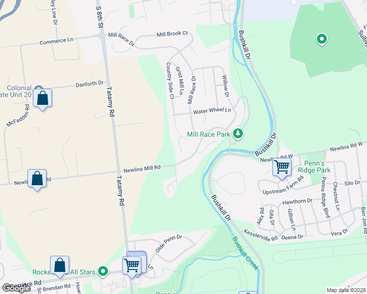 map of restaurants, bars, coffee shops, grocery stores, and more near 12 Tulip Court in Easton