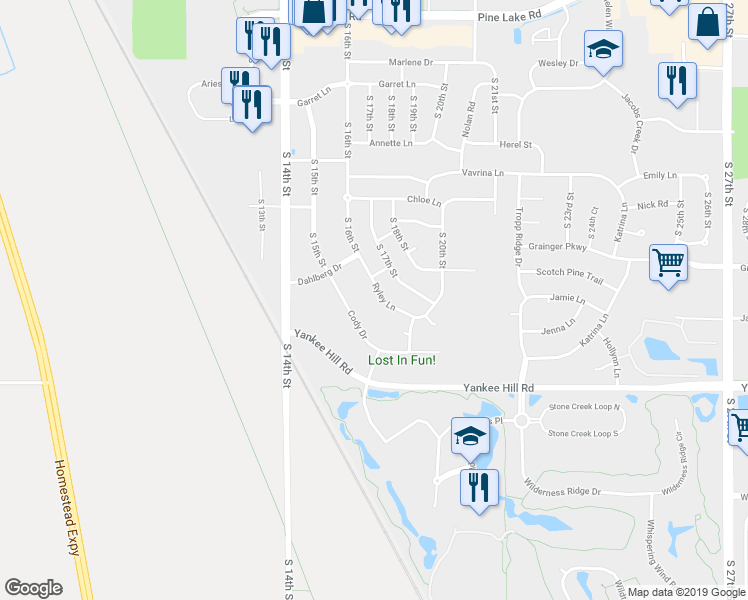 map of restaurants, bars, coffee shops, grocery stores, and more near 8268 Ryley Lane in Lincoln