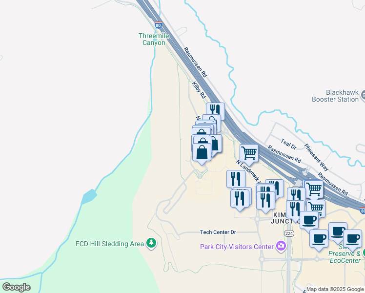 map of restaurants, bars, coffee shops, grocery stores, and more near 6749 North 2200 West in Park City