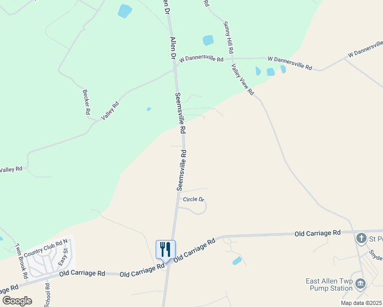 map of restaurants, bars, coffee shops, grocery stores, and more near 8398 Seemsville Rd in Northampton