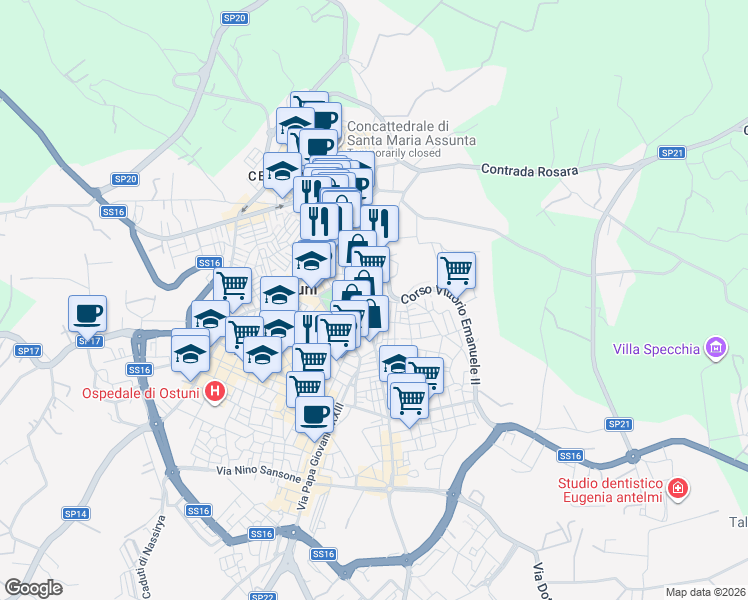 map of restaurants, bars, coffee shops, grocery stores, and more near 18-28 Corso Umberto I in Ostuni