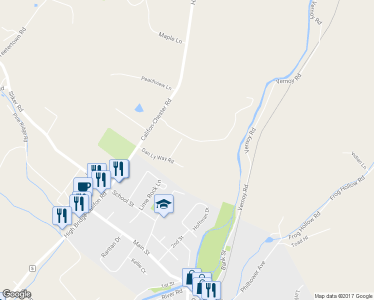 map of restaurants, bars, coffee shops, grocery stores, and more near 12 Glenside Trail in Califon
