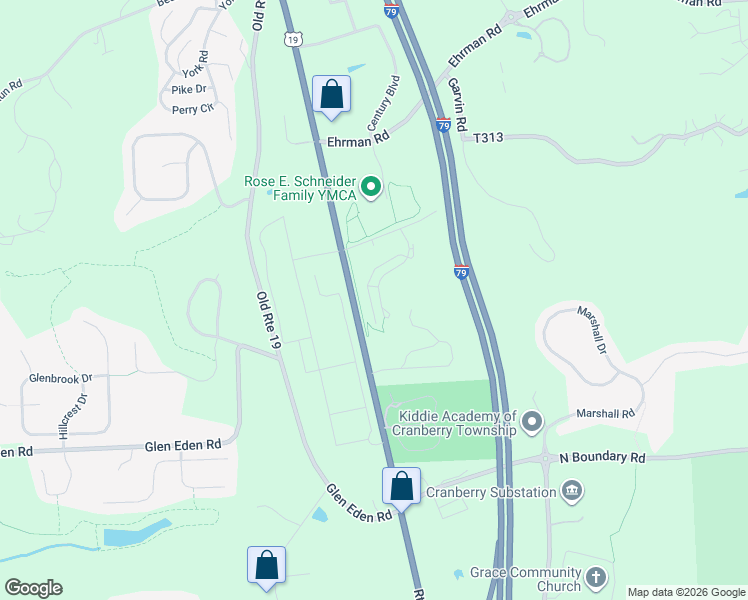 map of restaurants, bars, coffee shops, grocery stores, and more near 20963-21011 Perry Highway in Cranberry Township
