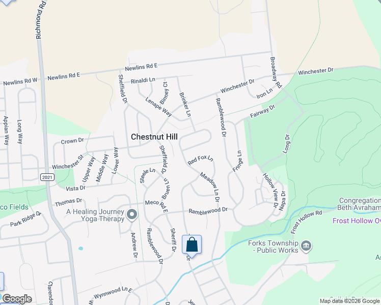 map of restaurants, bars, coffee shops, grocery stores, and more near 2926 Meadow Lane Drive in Easton