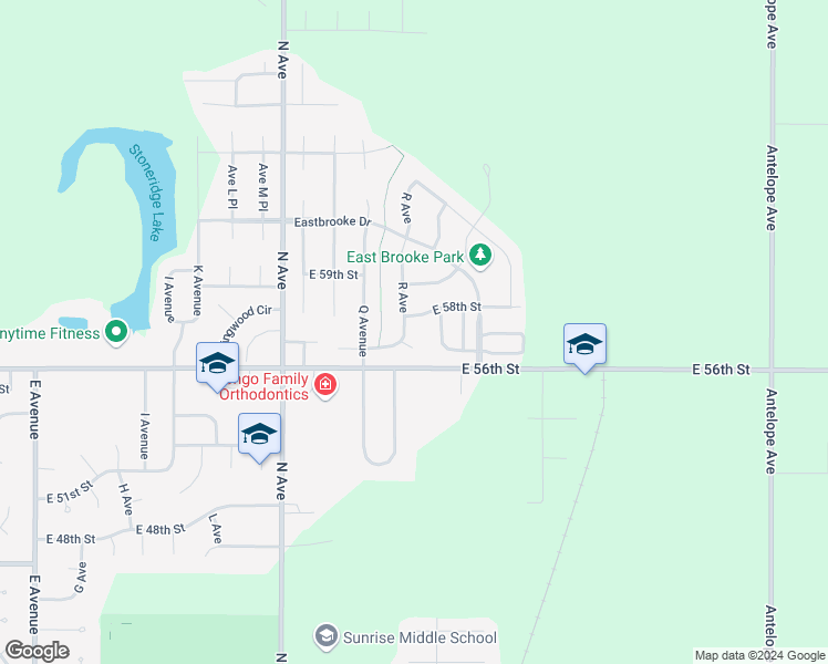 map of restaurants, bars, coffee shops, grocery stores, and more near 5709 R Avenue in Kearney