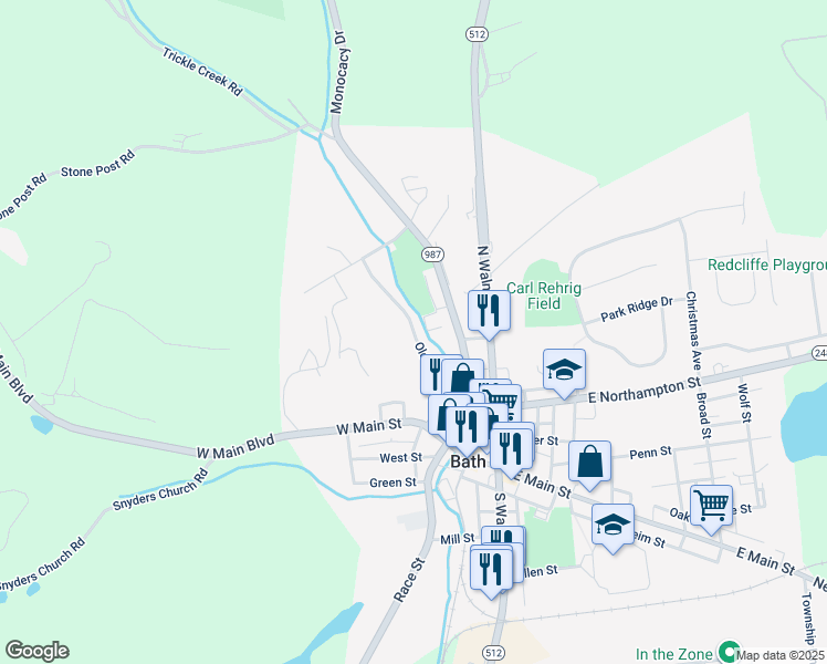 map of restaurants, bars, coffee shops, grocery stores, and more near 232 Old Forge Drive in Bath