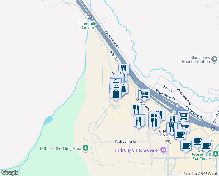 map of restaurants, bars, coffee shops, grocery stores, and more near 6785 North 2200 West in Park City