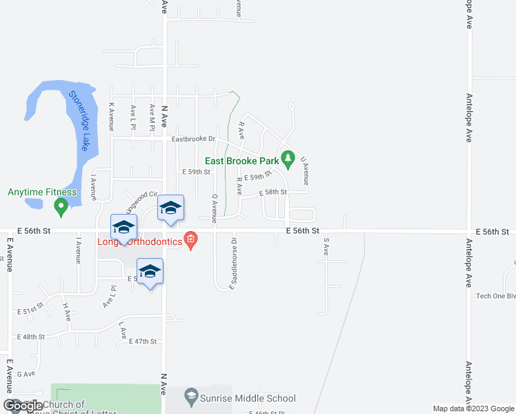 map of restaurants, bars, coffee shops, grocery stores, and more near 1810 East 58th Street in Kearney