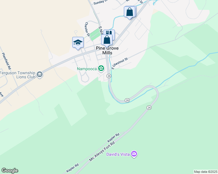 map of restaurants, bars, coffee shops, grocery stores, and more near in Pine Grove Mills