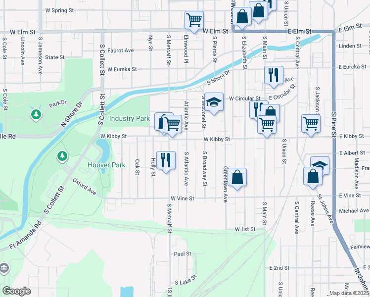 map of restaurants, bars, coffee shops, grocery stores, and more near 716 South Atlantic Avenue in Lima