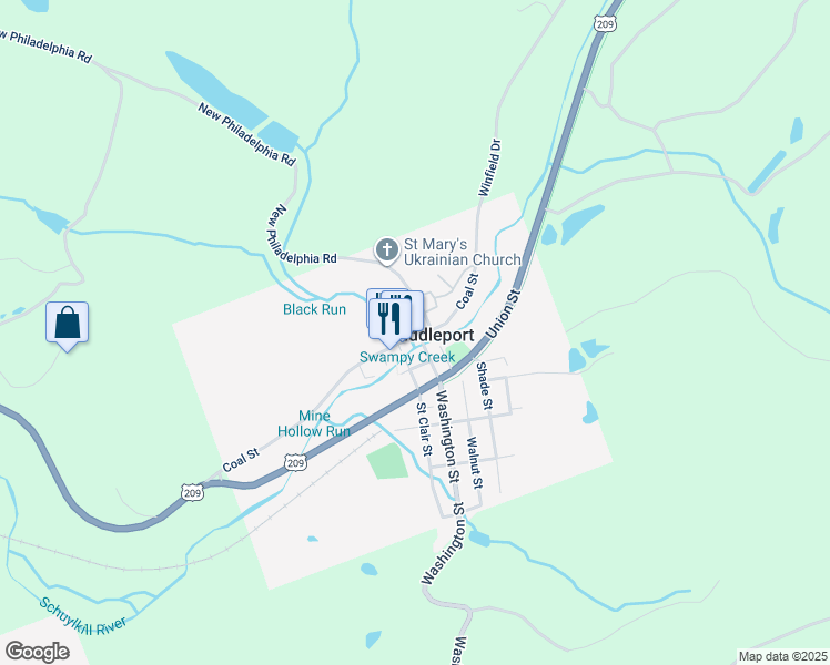 map of restaurants, bars, coffee shops, grocery stores, and more near in Middleport