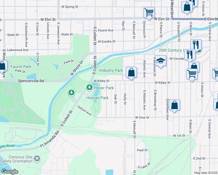 map of restaurants, bars, coffee shops, grocery stores, and more near 721 Weadock Ave in Lima