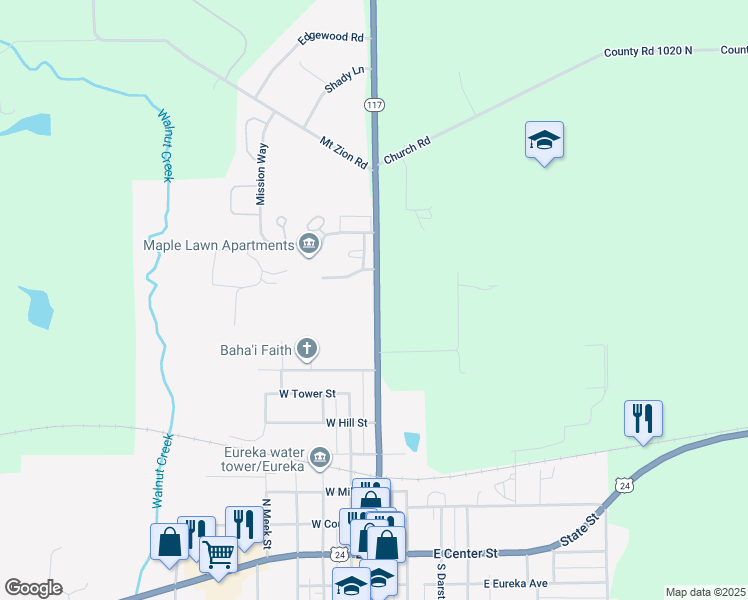 map of restaurants, bars, coffee shops, grocery stores, and more near 699 North Main Street in Eureka