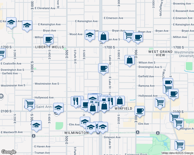 map of restaurants, bars, coffee shops, grocery stores, and more near 669 East Garfield Avenue in Salt Lake City