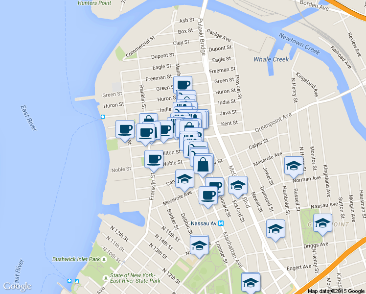 map of restaurants, bars, coffee shops, grocery stores, and more near in Brooklyn