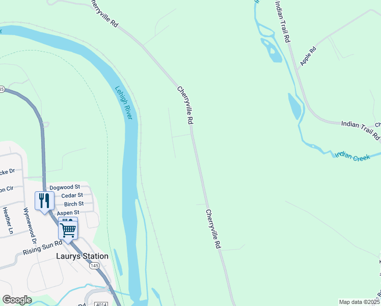 map of restaurants, bars, coffee shops, grocery stores, and more near 4955 Cherryville Road in Northampton