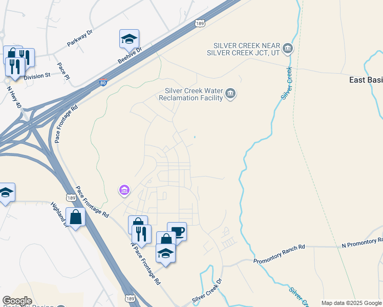 map of restaurants, bars, coffee shops, grocery stores, and more near 6799 Woods Rose Drive in Park City