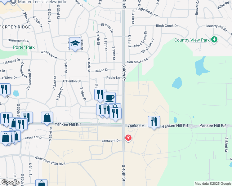 map of restaurants, bars, coffee shops, grocery stores, and more near 3837 Chileno Drive in Lincoln