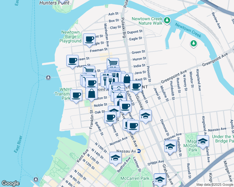 map of restaurants, bars, coffee shops, grocery stores, and more near in Brooklyn