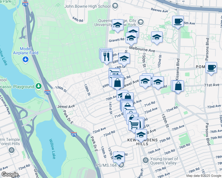 map of restaurants, bars, coffee shops, grocery stores, and more near in Queens