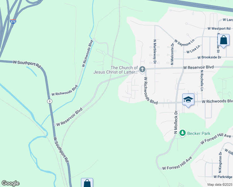 map of restaurants, bars, coffee shops, grocery stores, and more near 3824 Palmyra Court in Peoria