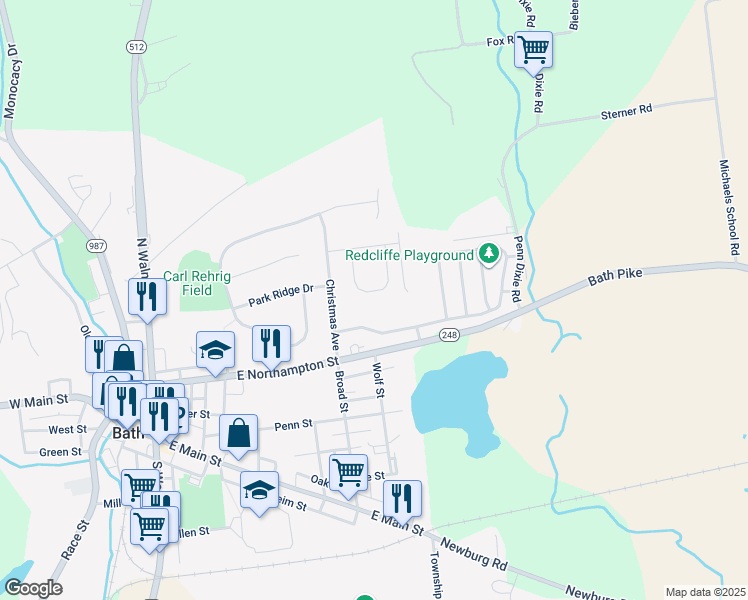 map of restaurants, bars, coffee shops, grocery stores, and more near 220 Memorial Drive in Bath