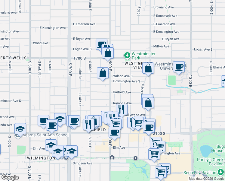 map of restaurants, bars, coffee shops, grocery stores, and more near in Salt Lake City