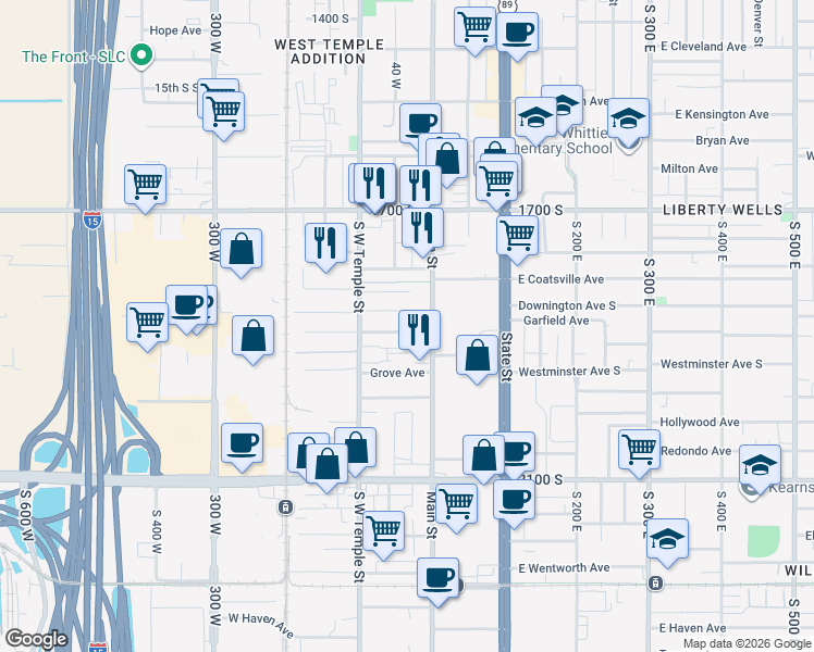map of restaurants, bars, coffee shops, grocery stores, and more near 26 Layton Avenue in Salt Lake City