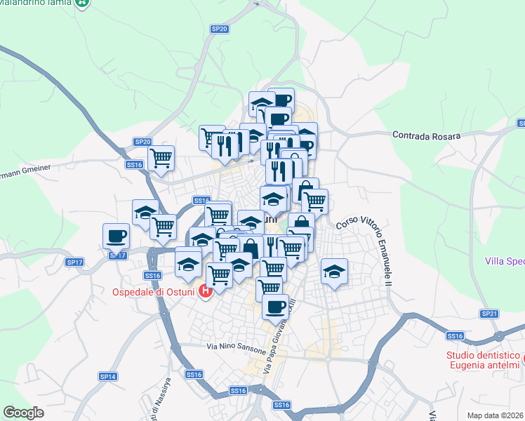 map of restaurants, bars, coffee shops, grocery stores, and more near in Ostuni