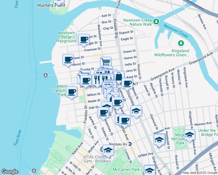 map of restaurants, bars, coffee shops, grocery stores, and more near in Brooklyn