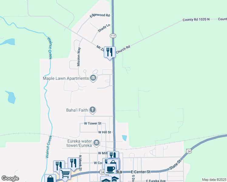 map of restaurants, bars, coffee shops, grocery stores, and more near 607-699 North Main Street in Eureka