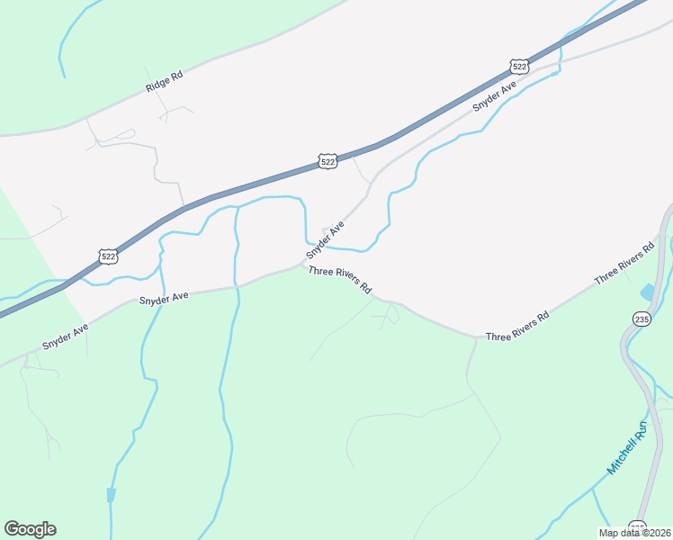 map of restaurants, bars, coffee shops, grocery stores, and more near 945 3 Rivers Road in Beaver Springs