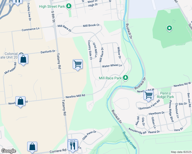 map of restaurants, bars, coffee shops, grocery stores, and more near in Palmer Township