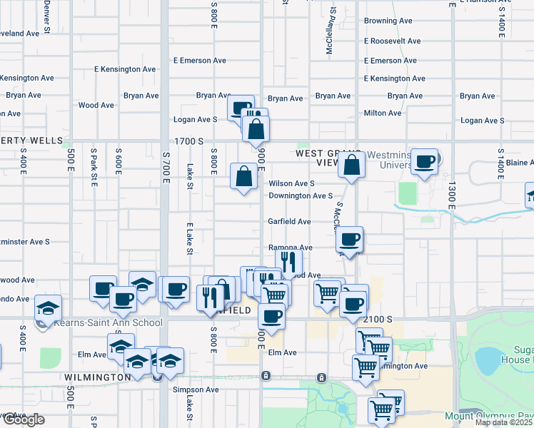 map of restaurants, bars, coffee shops, grocery stores, and more near in Salt Lake City