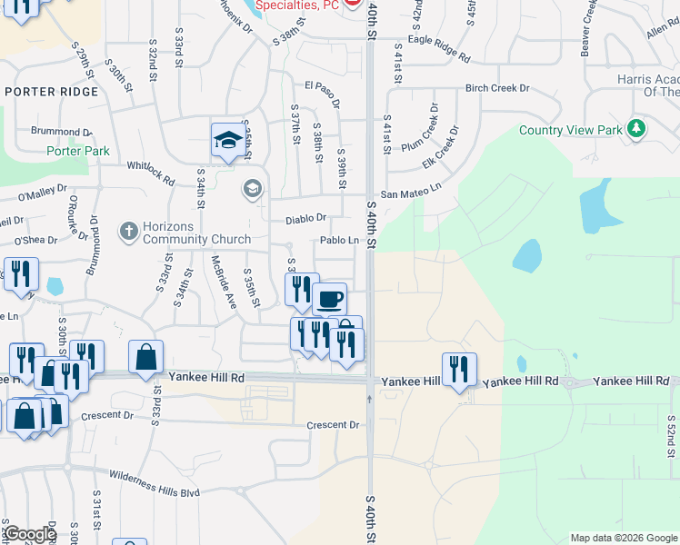 map of restaurants, bars, coffee shops, grocery stores, and more near 3837 Chileno Drive in Lincoln