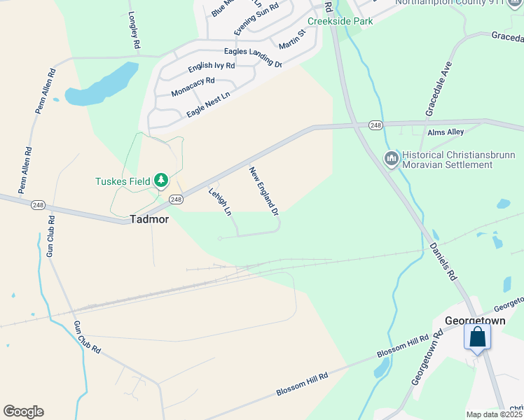 map of restaurants, bars, coffee shops, grocery stores, and more near 2751 New England Drive in Nazareth