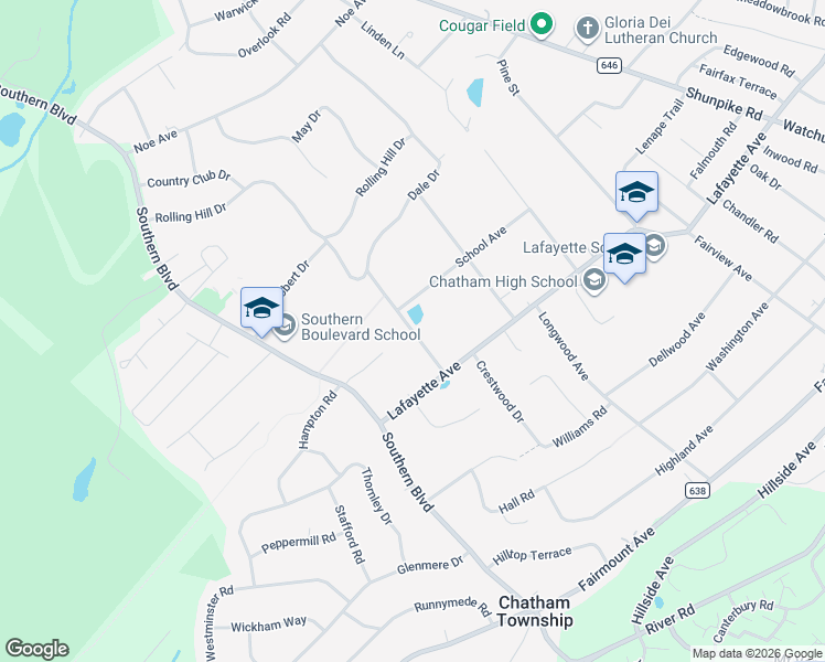 map of restaurants, bars, coffee shops, grocery stores, and more near 27 Spring Street in Chatham