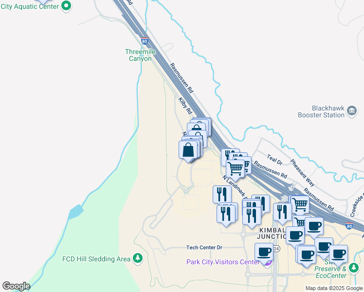map of restaurants, bars, coffee shops, grocery stores, and more near 6821 North 2200 West in Park City