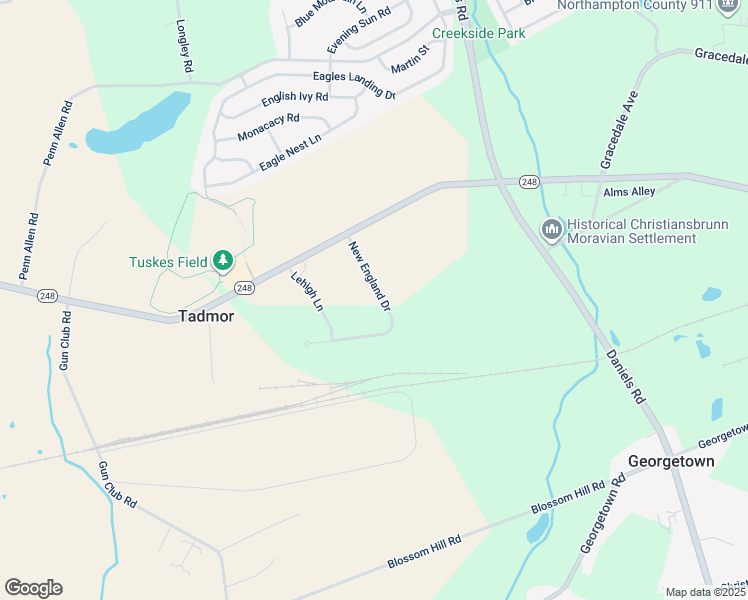 map of restaurants, bars, coffee shops, grocery stores, and more near 2751 New England Drive in Nazareth