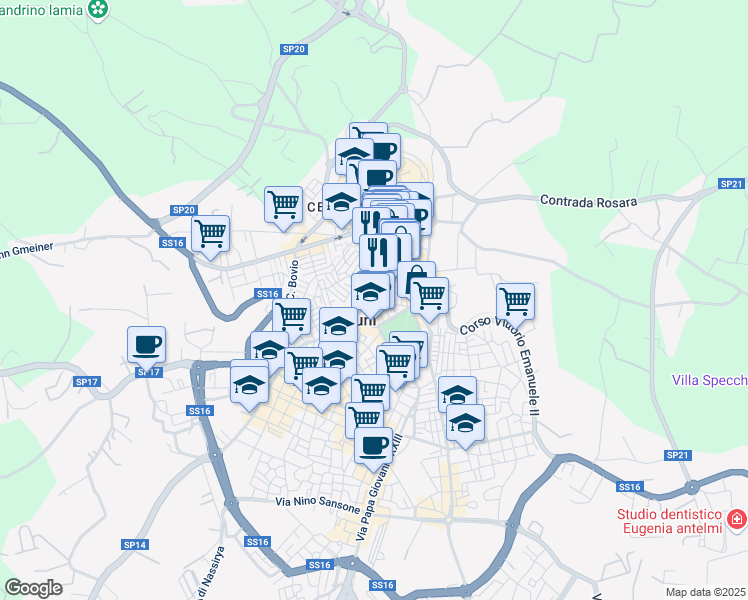 map of restaurants, bars, coffee shops, grocery stores, and more near 23 Via Nazario Sauro in Ostuni