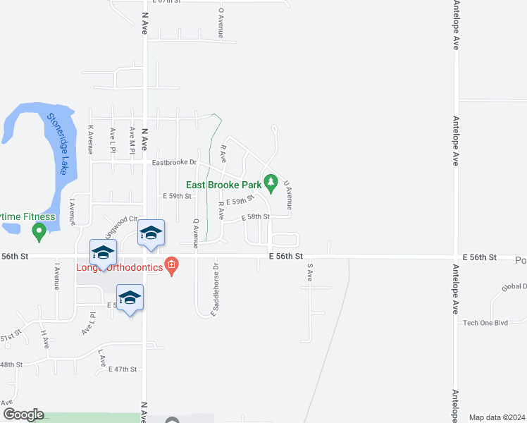 map of restaurants, bars, coffee shops, grocery stores, and more near 1810 East 58th Street in Kearney